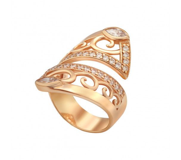 Золотое кольцо с фианитом. Артикул 380485 - Фото  1