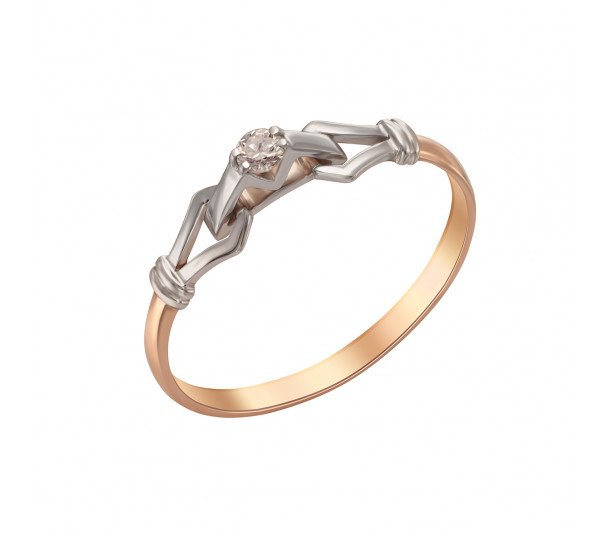 Золотое кольцо с бриллиантом. Артикул 750743  размер 17 - Фото 1