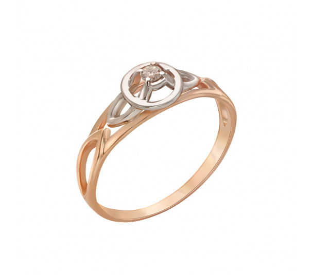Золотое кольцо с бриллиантом. Артикул 750743 - Фото  1
