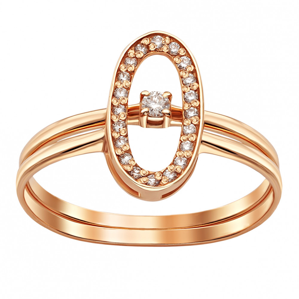 Золотое кольцо c бриллиантами. Артикул 740403  размер 15.5 - Фото 2