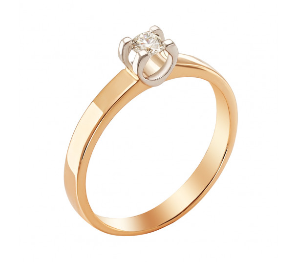 Золотое кольцо с бриллиантом. Артикул 750627 - Фото  1