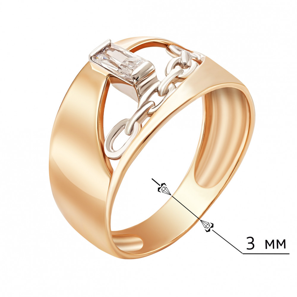 Золотое кольцо с фианитами. Артикул 350103  размер 16.5 - Фото 3