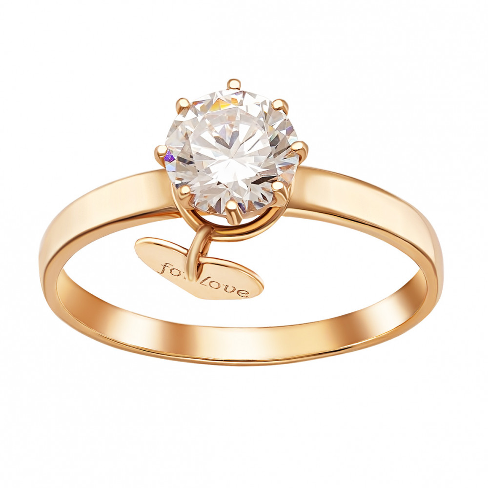 Золотое кольцо с фианитом. Артикул 380671  размер 16 - Фото 2