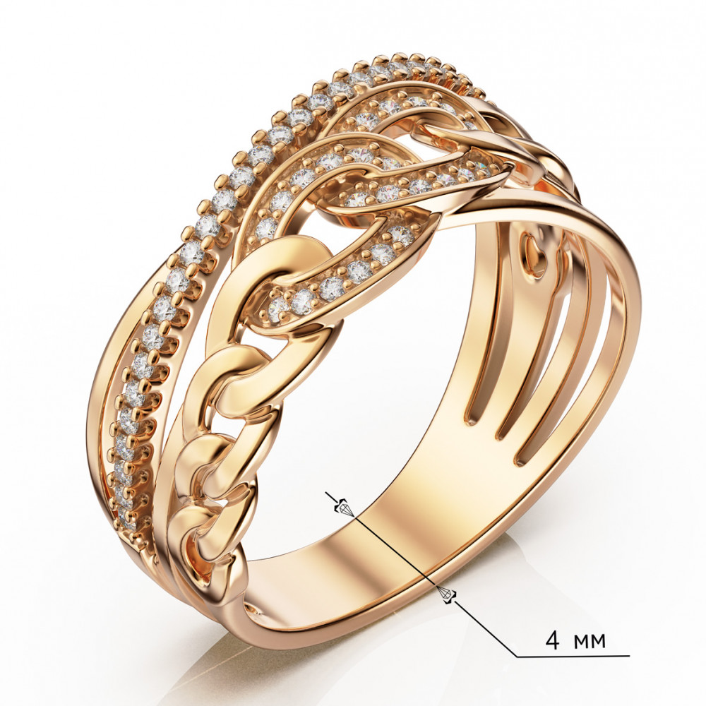 Золотое кольцо с фианитами. Артикул 380677  размер 18 - Фото 3