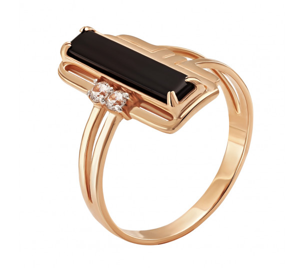 Золотое кольцо с фианитом. Артикул 380442 - Фото  1