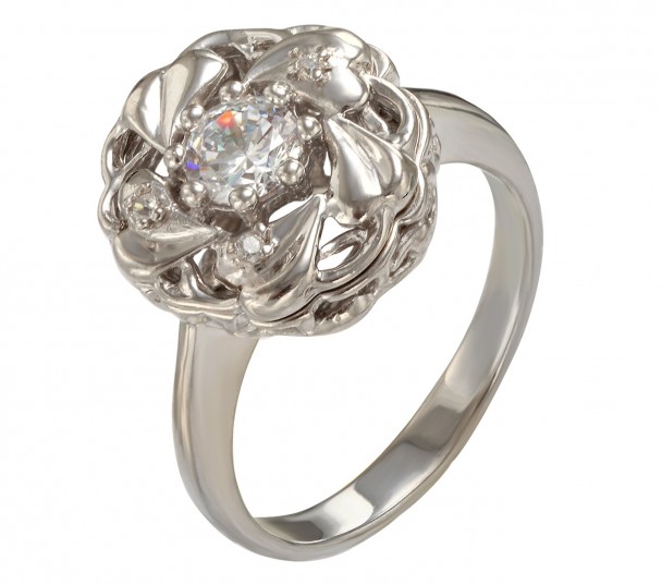 Серебряное кольцо с фианитами. Артикул 380102С - Фото  1
