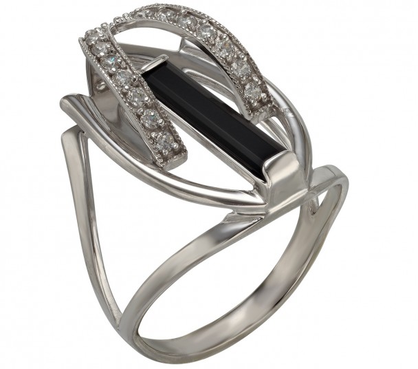 Серебряное кольцо с агатом и фианитами. Артикул 379646С  размер 16.5 - Фото 1