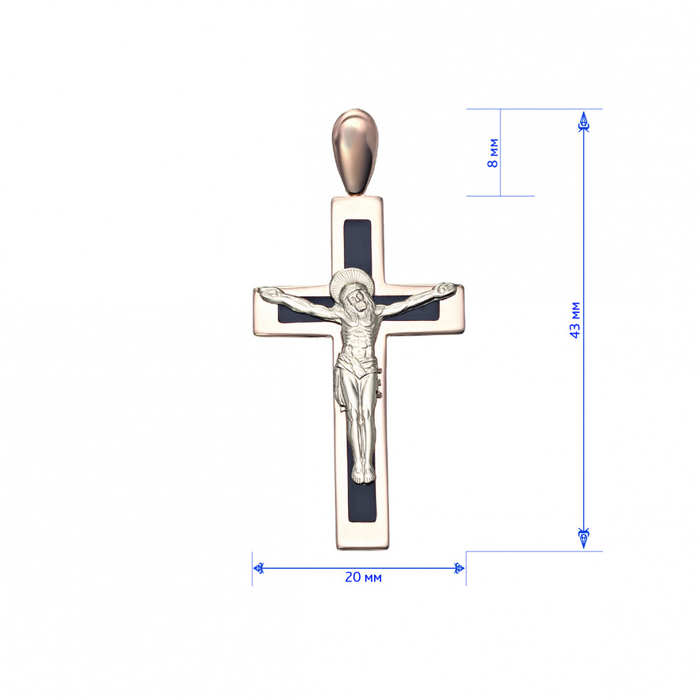 Золотой  крестик с эмалью. Артикул 210103Е  - Фото 2