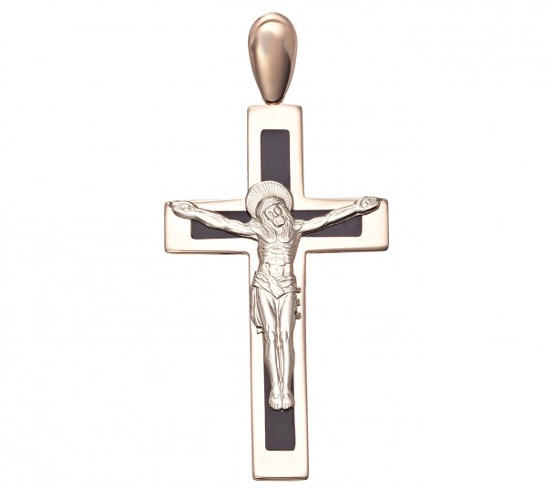 Золотой  крестик с эмалью. Артикул 210103Е  - Фото 1