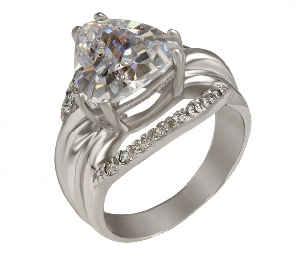 Серебряное кольцо с фианитами. Артикул 380123С - Фото  1