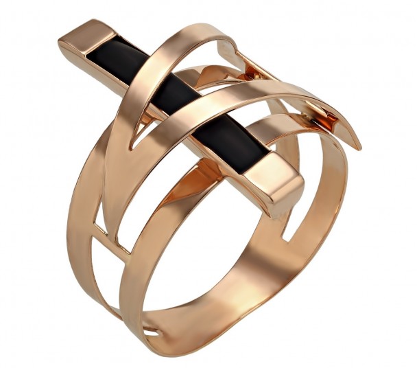 Золотое кольцо с каучуком. Артикул 900629  размер 16.5 - Фото 1