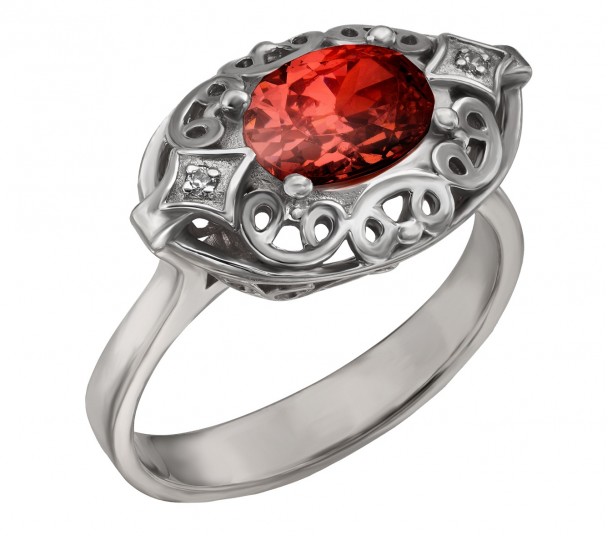 Серебряное кольцо с нанокристаллом, фианитами и эмалью. Артикул 330677А - Фото  1