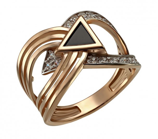 Золотое кольцо с фианитами. Артикул 380386 - Фото  1