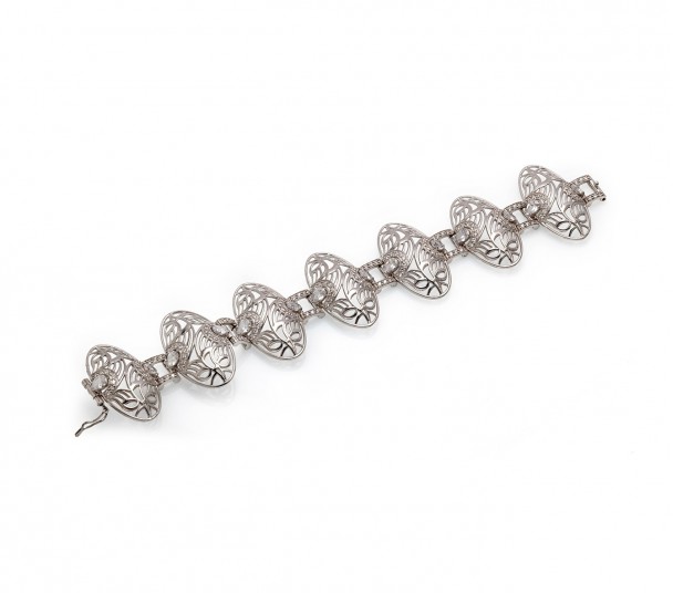 Серебряные серьги-подвески с жемчугом и фианитами. Артикул 420733С - Фото  1