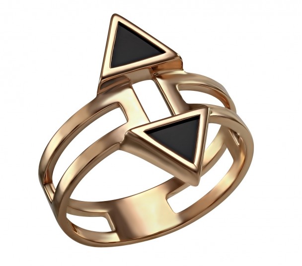 Золотое кольцо с агатом и фианитами. Артикул 369501 - Фото  1