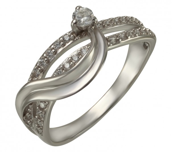 Серебряное кольцо с фианитом. Артикул 380138С - Фото  1
