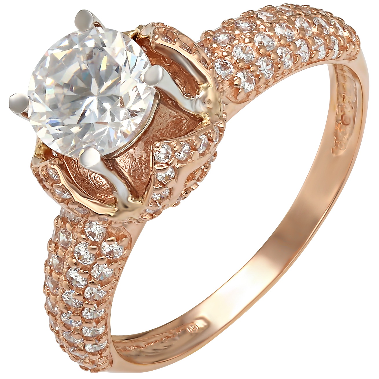 Золотое кольцо с фианитом d114398
