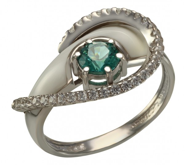 Серебряное кольцо с нанокристаллом и эмалью. Артикул 330067А - Фото  1