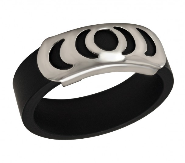 Кольцо из серебра с каучуком. Артикул 900632С  размер 18.5 - Фото 1