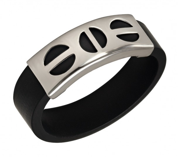 Кольцо из серебра с каучуком. Артикул 900631С  размер 16 - Фото 1