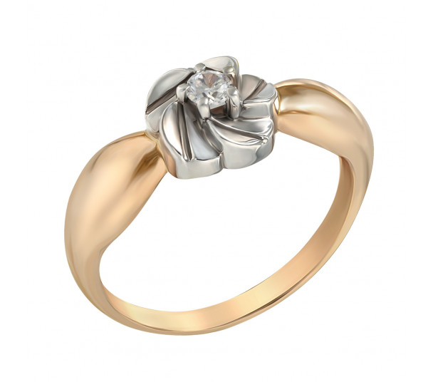Серебряное кольцо с золотой вставкой. Артикул 310265Н - Фото  1