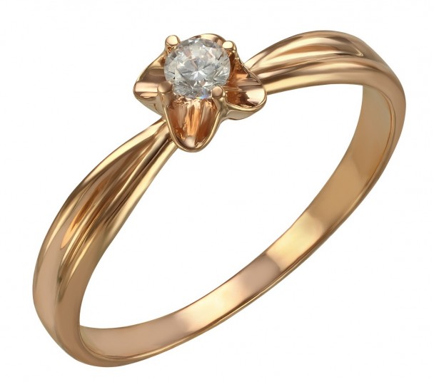 Кольцо в белом золоте с бриллиантом. Артикул 740303В - Фото  1