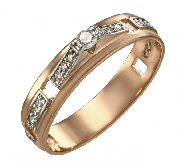 Золотое кольцо с агатом / перламутром / бирюзой и фианитами. Артикул 369619 - Фото  1