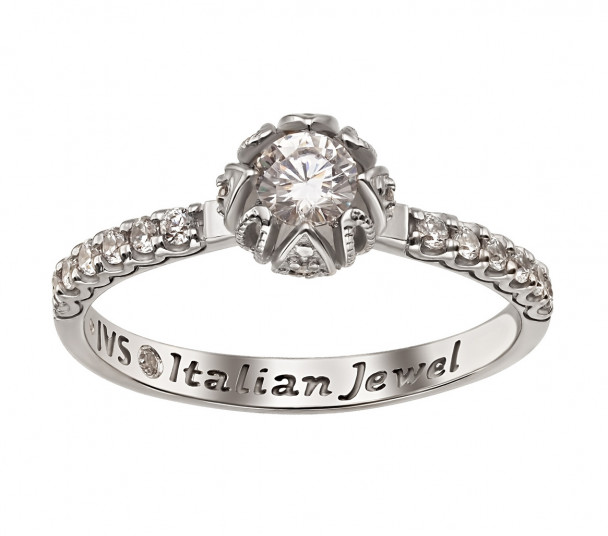 Серебряное кольцо с фианитами. Артикул 320833С  размер 18 - Фото 1