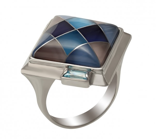Серебряное кольцо с фианитами. Артикул 320101С - Фото  1