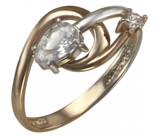 Золотое кольцо с фианитами. Артикул 350019  размер 17 - Фото 1