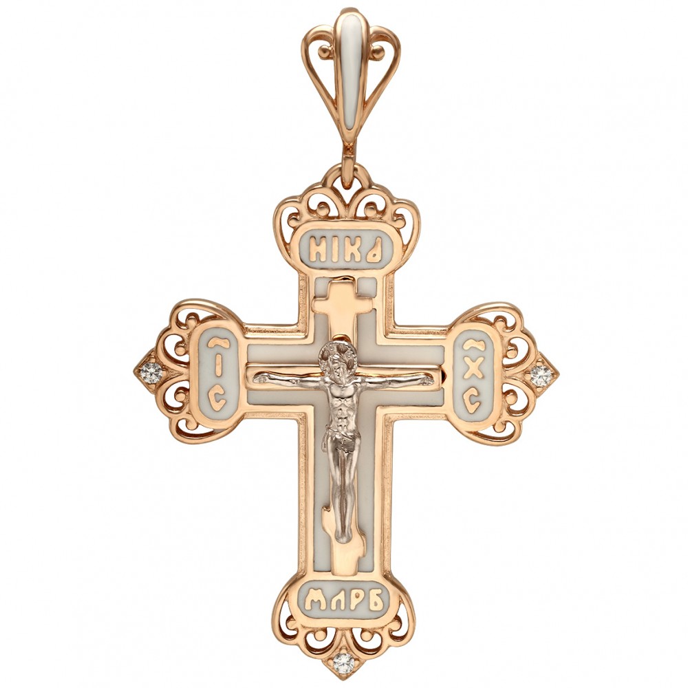 Золотой крестик с эмалью. Артикул 270111Е  - Фото 2