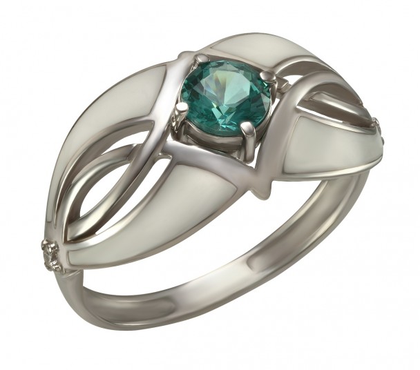 Серебряное кольцо с нанокристаллом и эмалью. Артикул 330114А - Фото  1