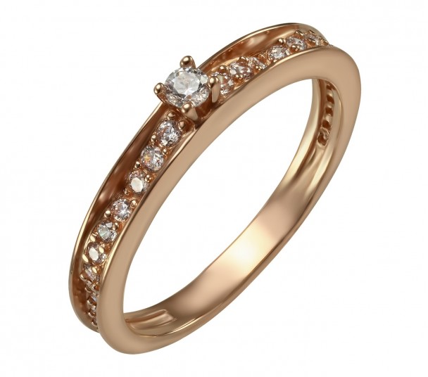 Золотое кольцо с фианитами. Артикул 330050 - Фото  1