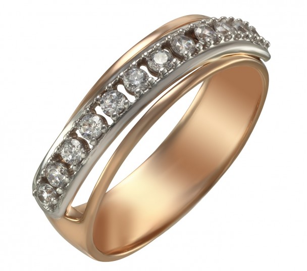 Кольцо в белом золоте с эмалью и фианитами. Артикул 380148В - Фото  1