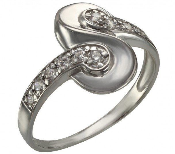 Серебряное кольцо с нанокристаллом, фианитами и эмалью. Артикул 330068А - Фото  1