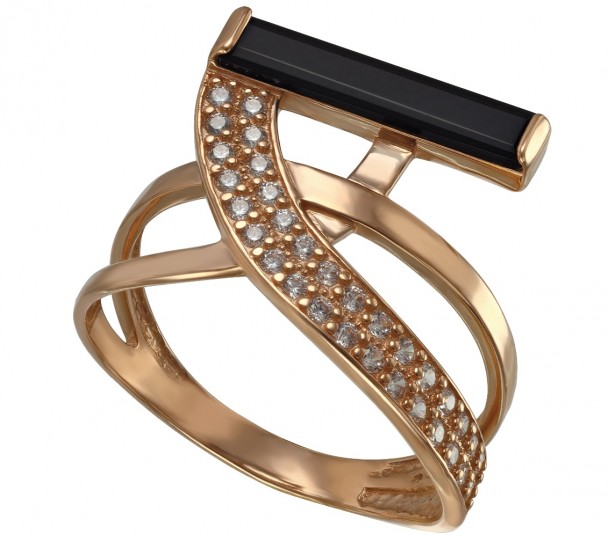 Золотое кольцо с фианитами. Артикул 330050 - Фото  1