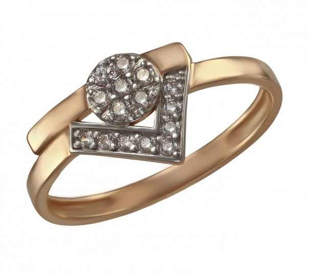 Золотое кольцо с фианитами. Артикул 380399 - Фото  1