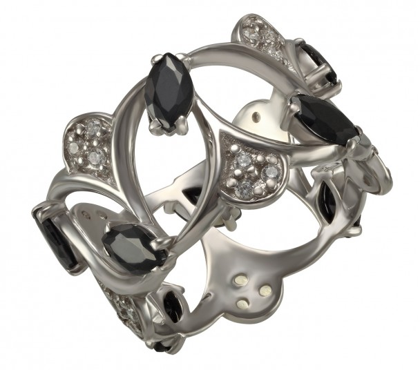 Серебряное кольцо с фианитами. Артикул 330941С - Фото  1