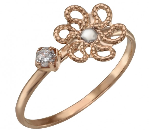Золотое кольцо с фианитом. Артикул 390205  размер 15 - Фото 1