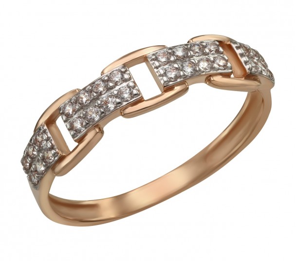 Золотое кольцо с топазами лондон и фианитами. Артикул 371790 - Фото  1