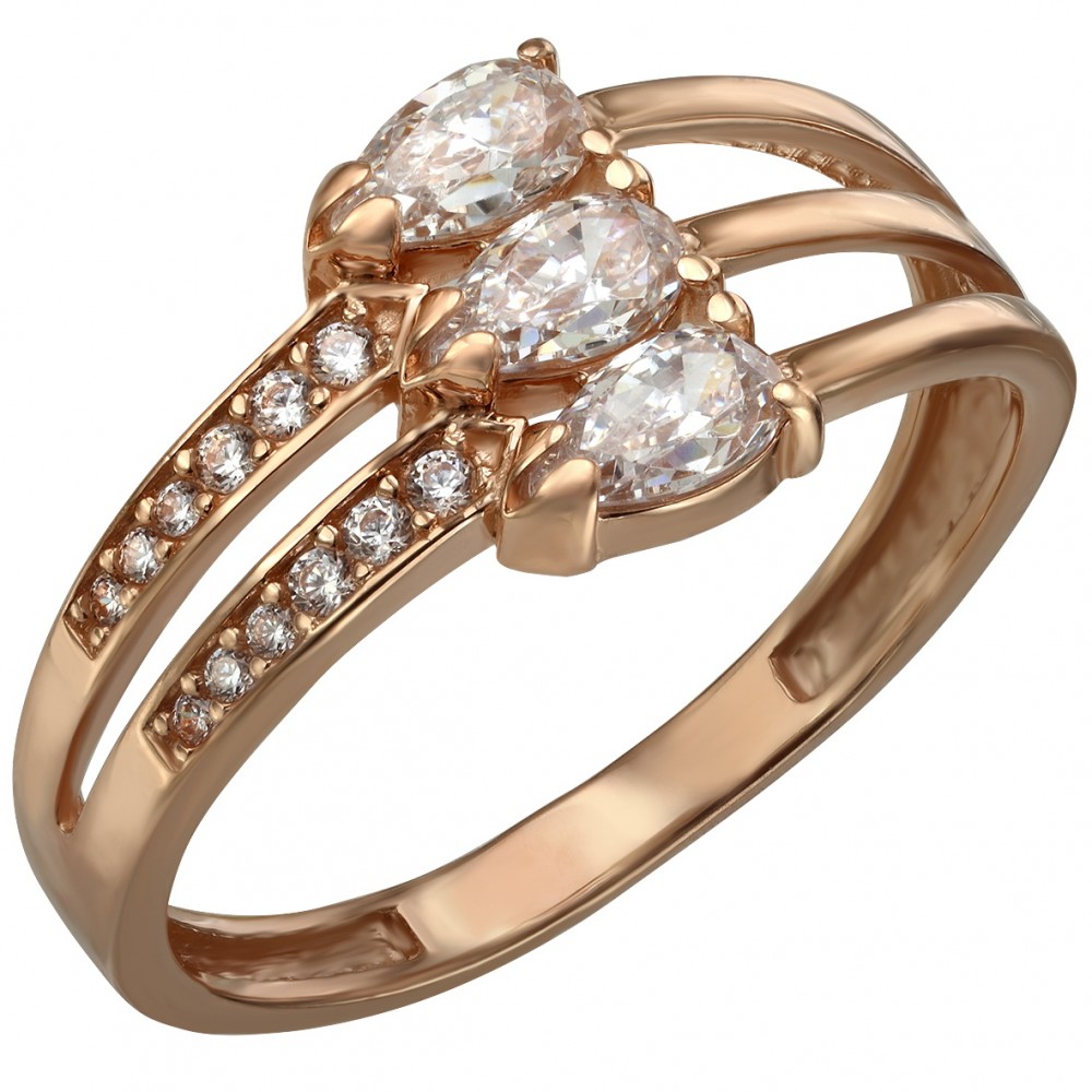 Золотое кольцо с фианитами. Артикул 380411  размер 17.5 - Фото 2