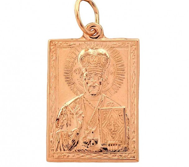 Золотая ладанка Святой Николай Чудотворец. Артикул 110622 - Фото  1