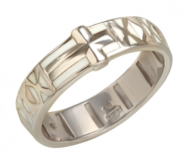 Серебряное кольцо с нанокристаллом, фианитами и эмалью. Артикул 330061А - Фото  1