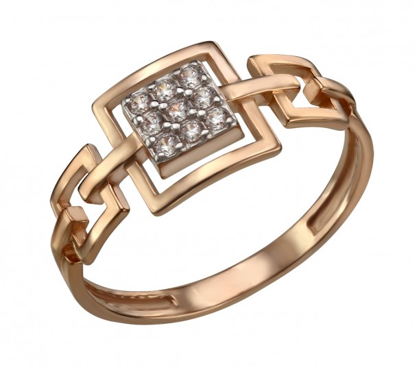Золотое кольцо на две фаланги с фианитами. Артикул 380162 - Фото  1