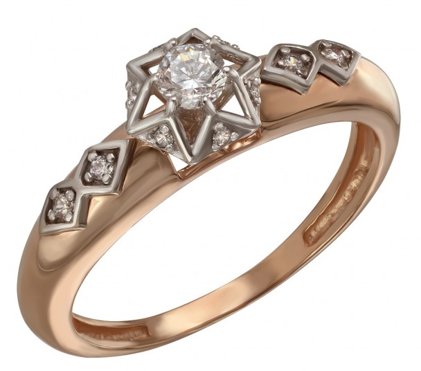 Кольцо в белом золоте с бриллиантами и изумрудом. Артикул 752202В - Фото  1