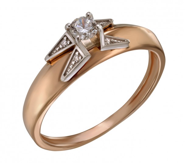Золотое кольцо с фианитом. Артикул 350059  размер 19 - Фото 1