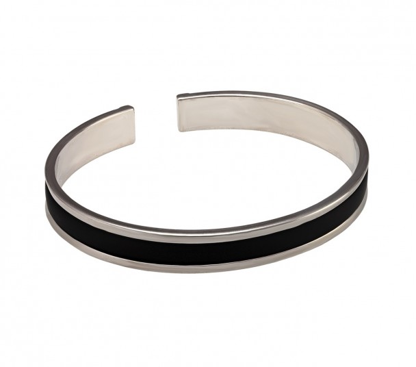 Серебряные серьги-кольца с каучуком. Артикул 930019С - Фото  1