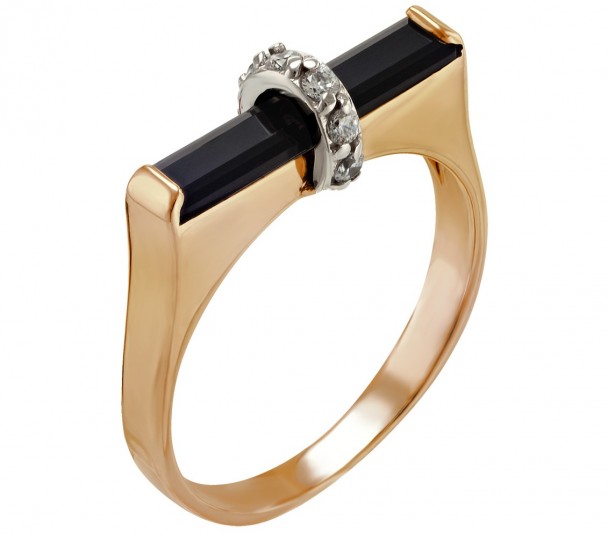 Золотое кольцо с фианитами. Артикул 380606 - Фото  1