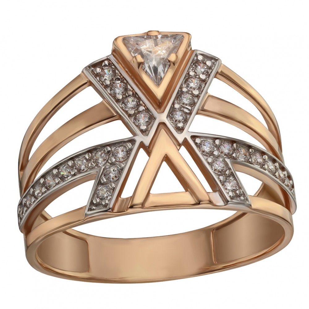Золотое кольцо с фианитами. Артикул 380473  размер 17.5 - Фото 2