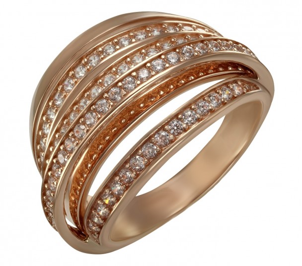 Золотое кольцо с фианитом и эмалью. Артикул 380330Е - Фото  1